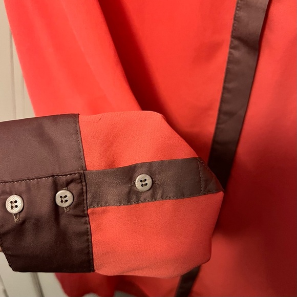 Free People Boyfriend Coral and Champagne Button Down Blouse Tunic Large Women’s - Picture 4 of 9